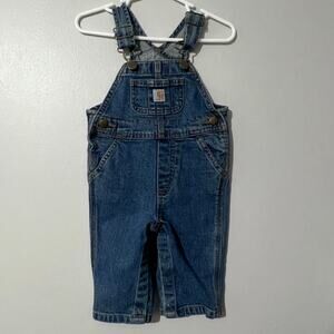 Carhartt Baby Denim Overalls 6M Blue Bib Snap Leg Adjustable Straps